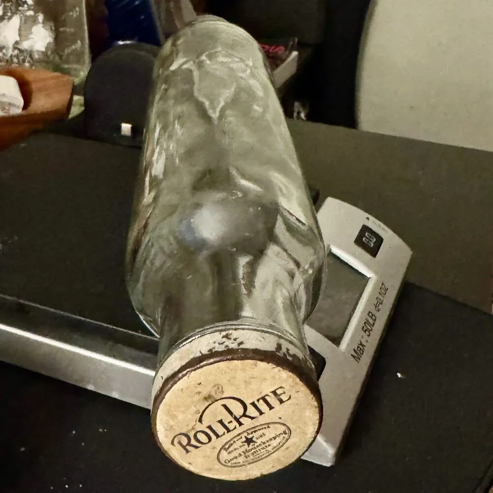 Vintage Roll Rite Clear Glass Rolling Pin w/ Cork Lined Cap